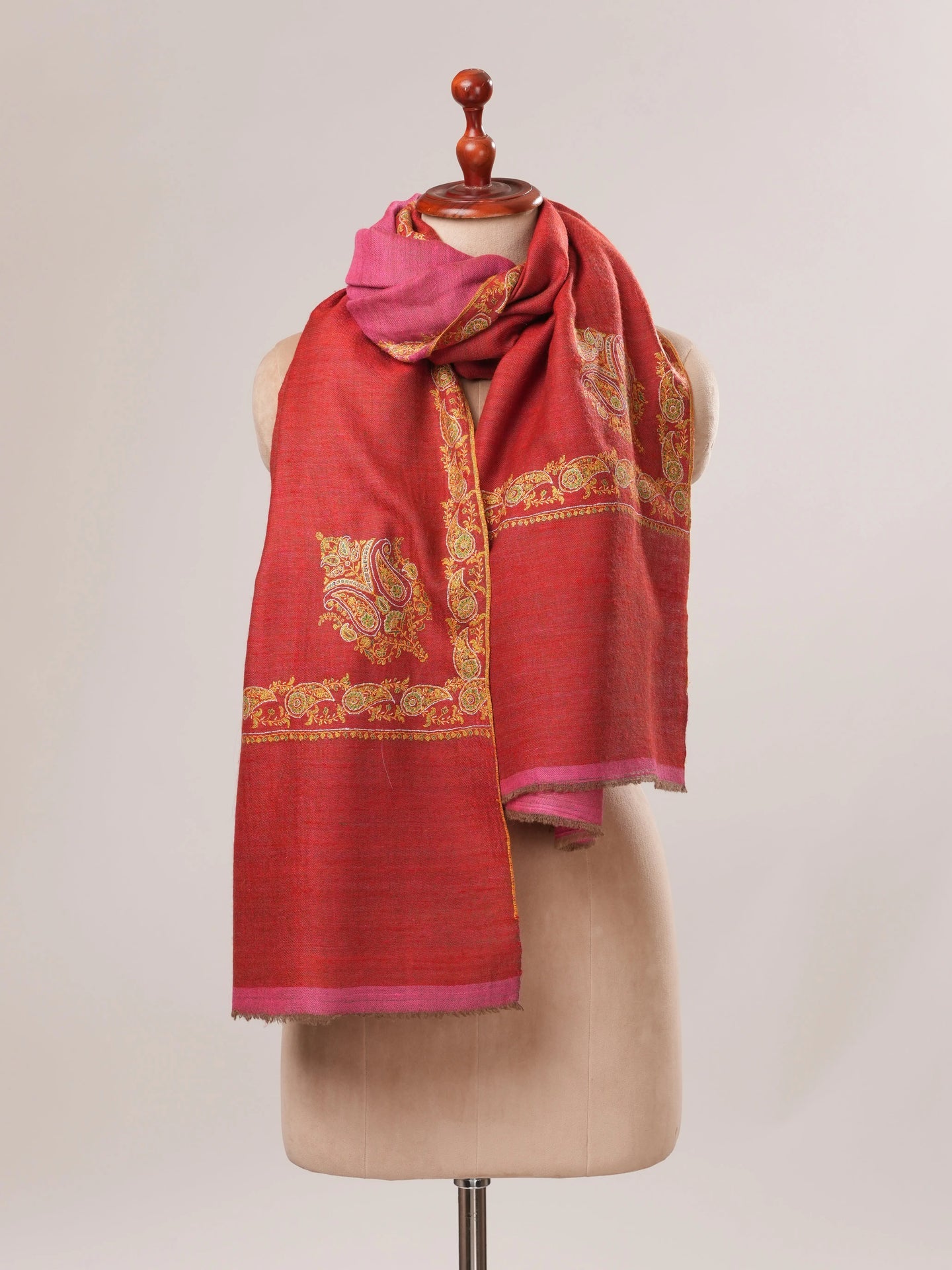 Two Tone Pure Pashmina Shawl with Neemdaur Hand Embroidery Shahkaar.com