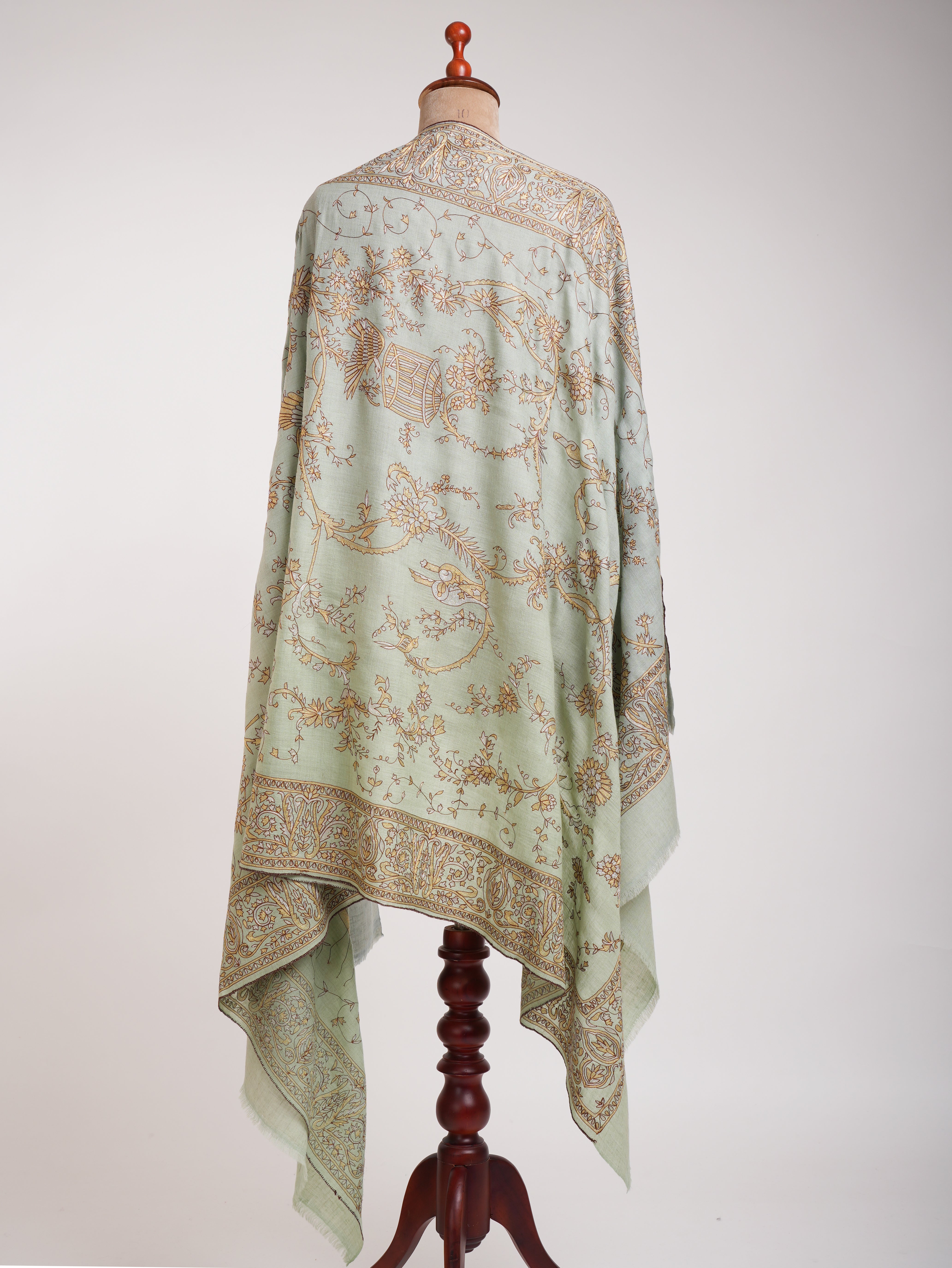 Châle de pashmina indien brodé vert vert clair