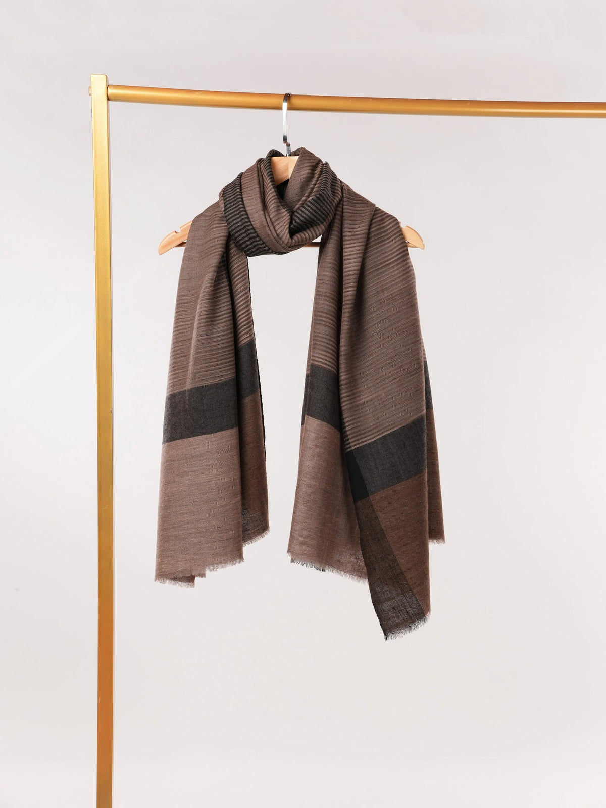 Classic Dual Shade Handwoven Striped Pashmina Shawl