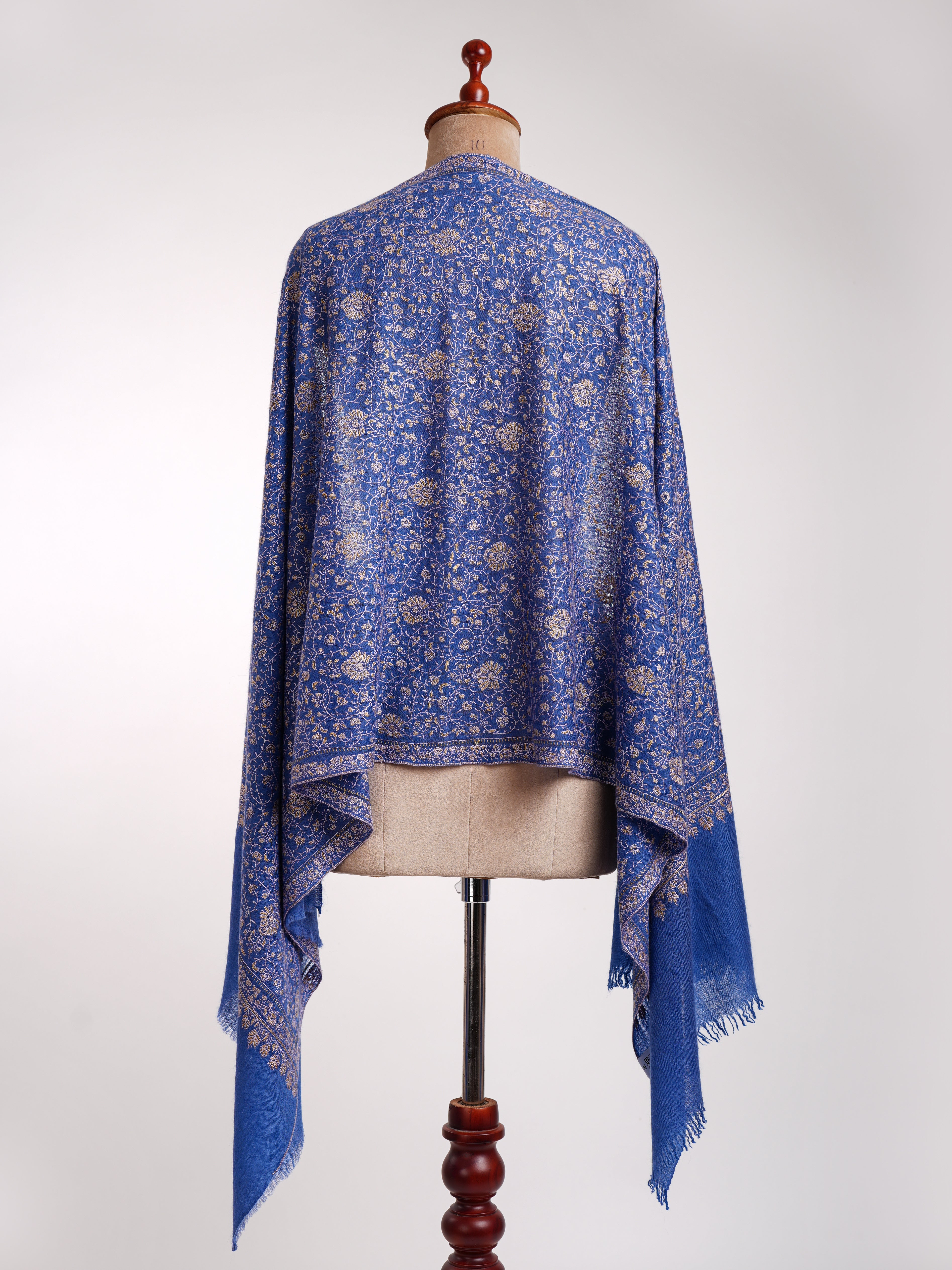 Etole Cachemire Indien Brodé Sozni Bleu