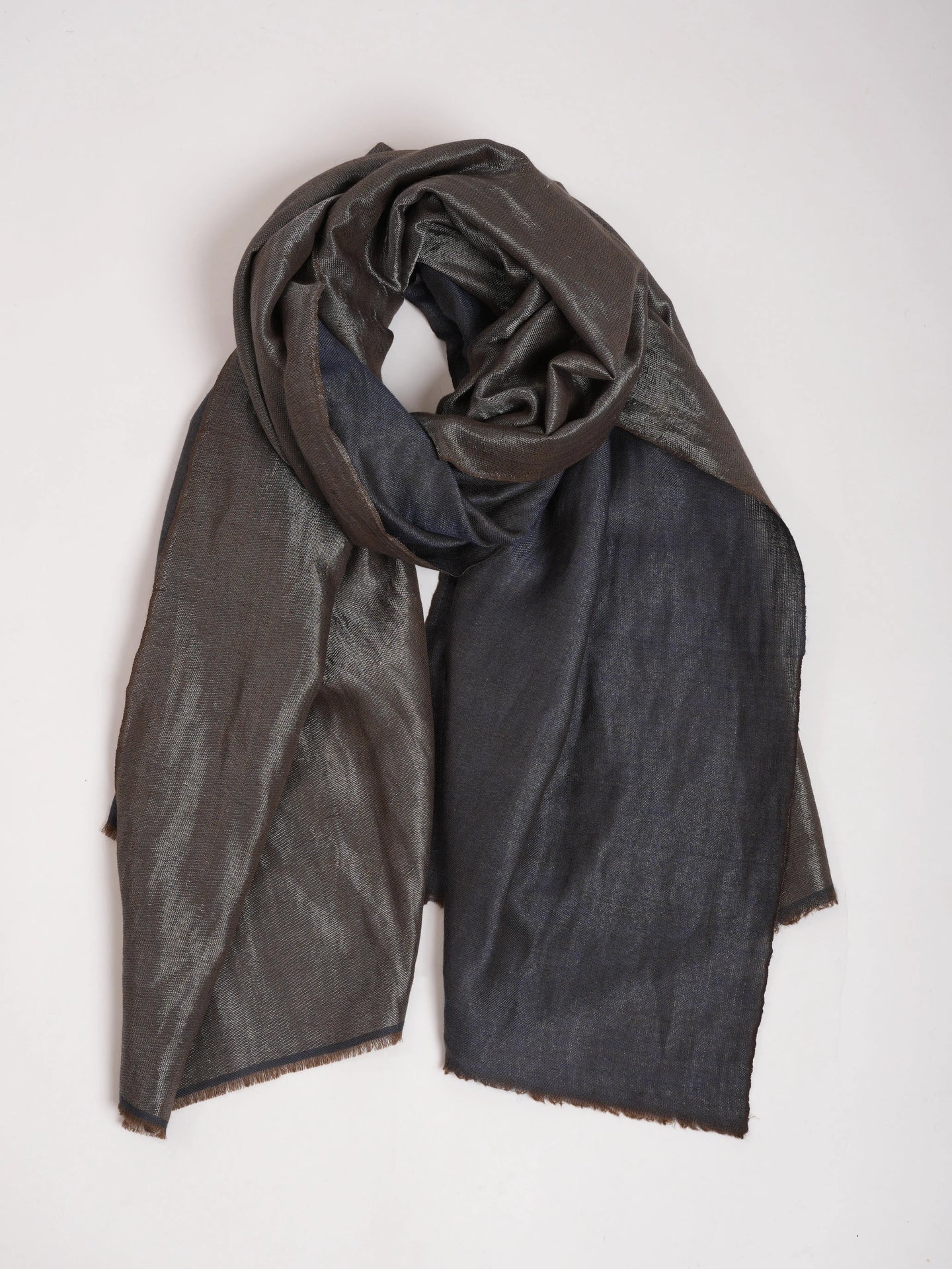 Blue and Gold Dualshade Soft Cashmere Scarf Shahkaar