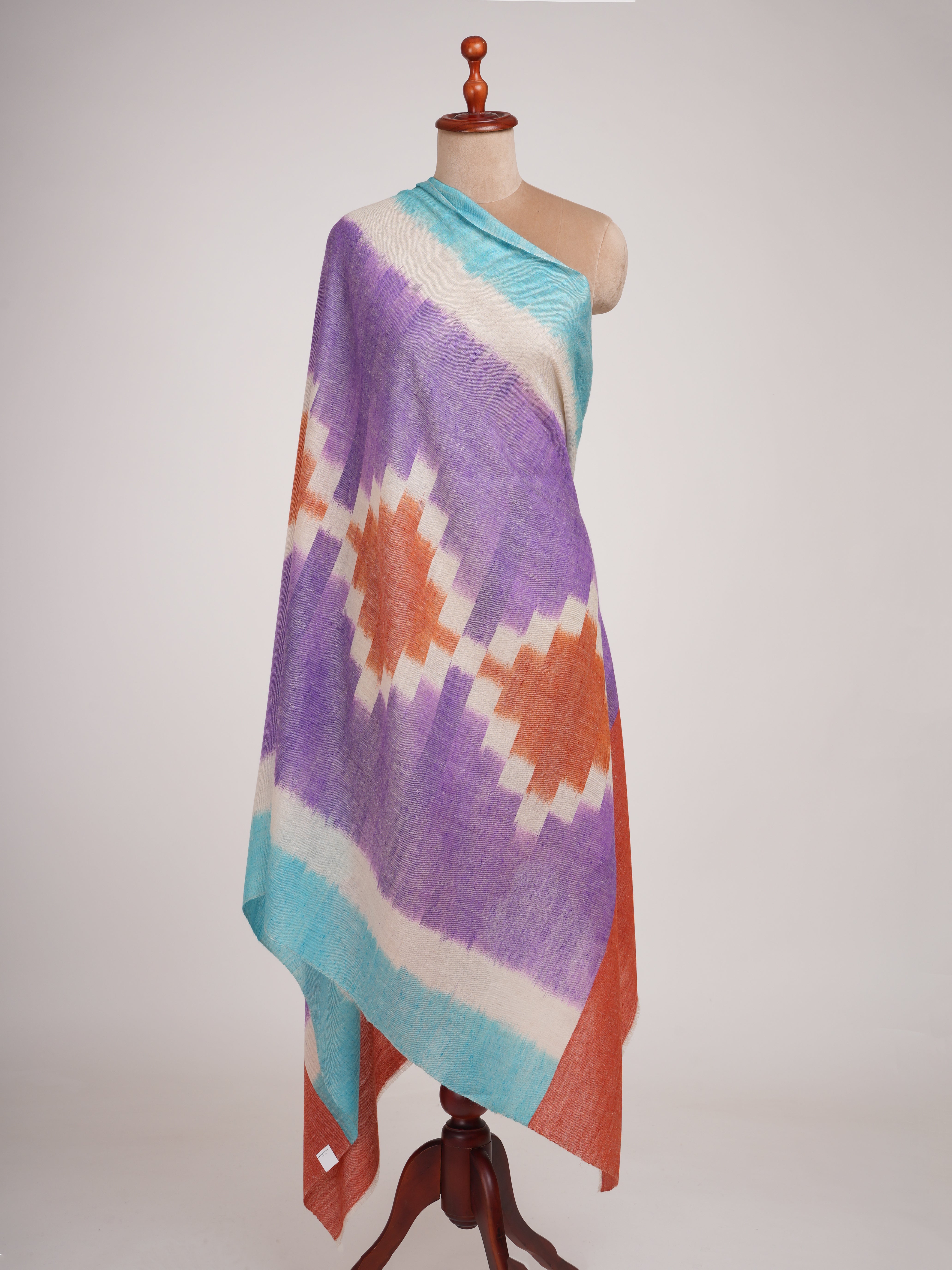 Ikat Handwoven Pure Kashmiri Pashmina Shawl