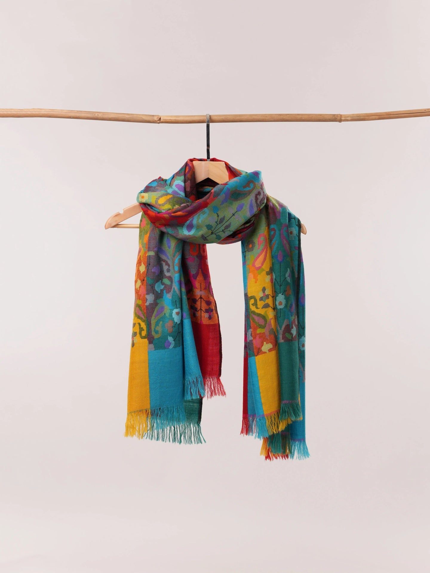 Handwoven Multicolor Pure Pashmina Kani Shawl Shahkaar.com