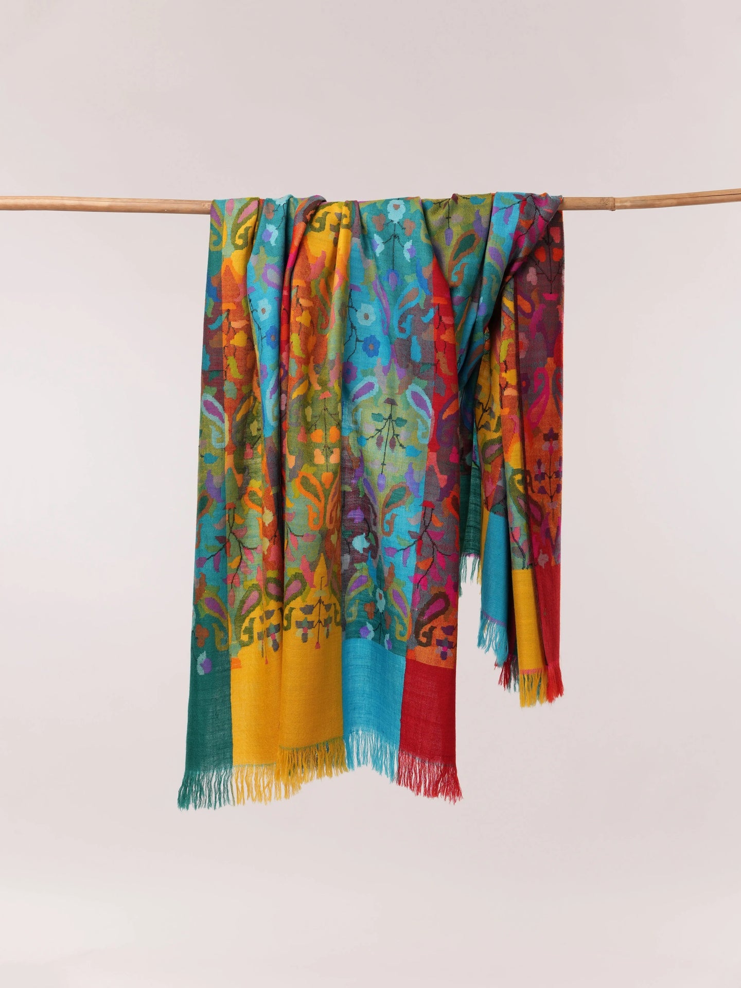 Handwoven Multicolor Pure Pashmina Kani Shawl Shahkaar.com