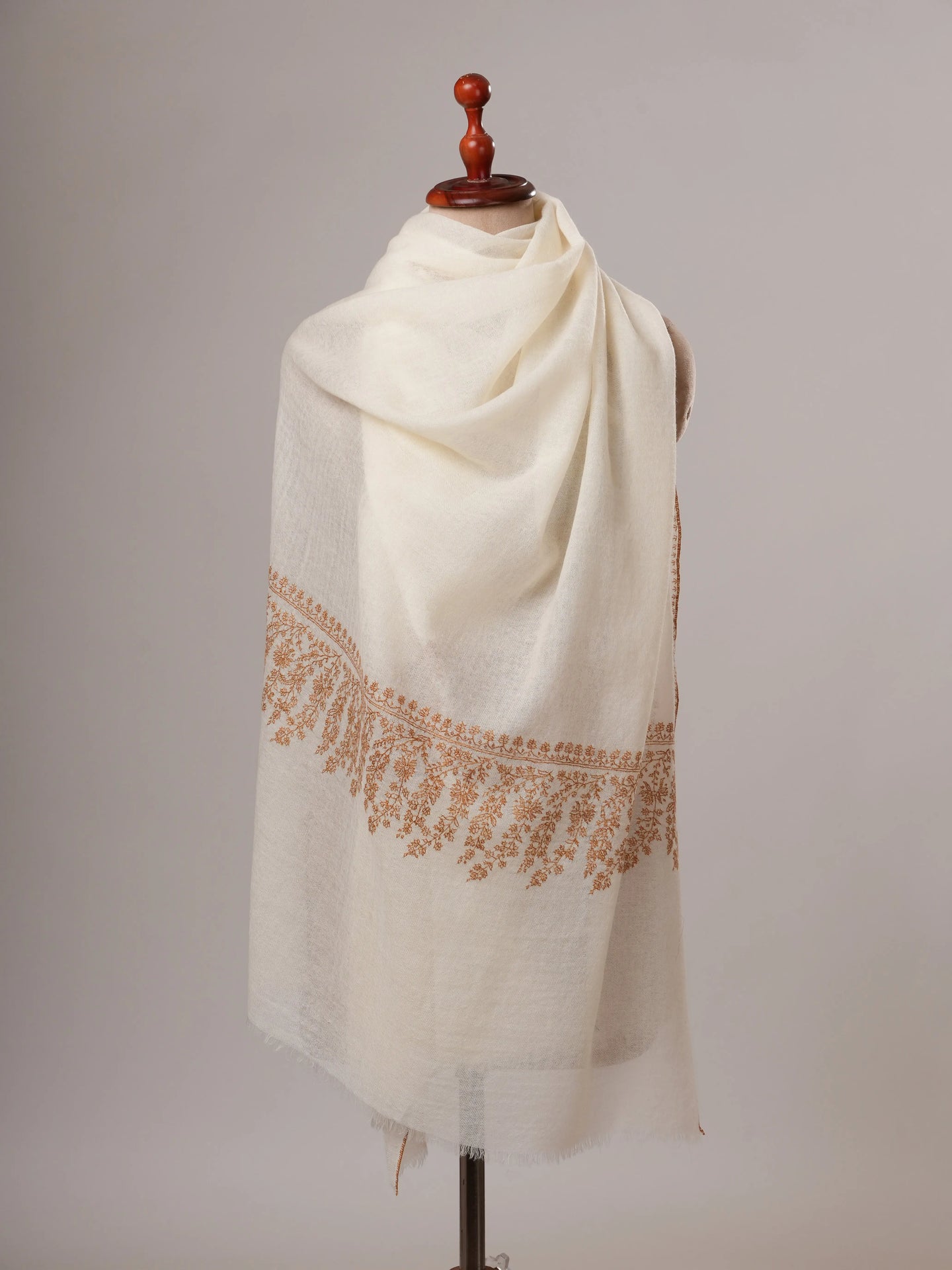 Boiled Wool Hand Sozni Embroidered Palla Shawl Shahkaar