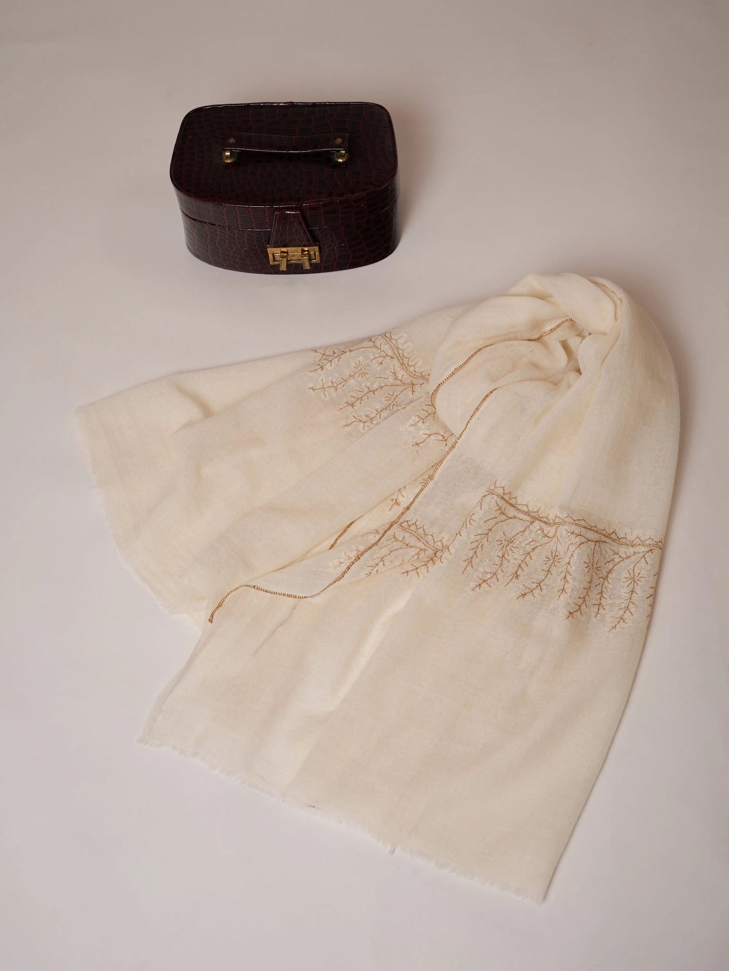 Boiled Wool Hand Embroidered Palla Featherlight Shawl Shahkaar Global