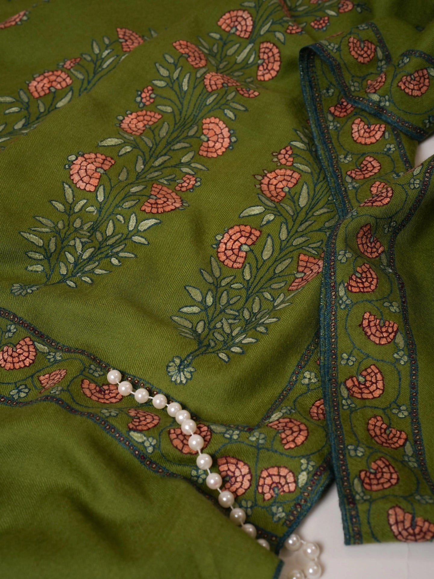 Papier Machie Palla Embroidered Floral Oversized Soft Shawl Shahkaar Global