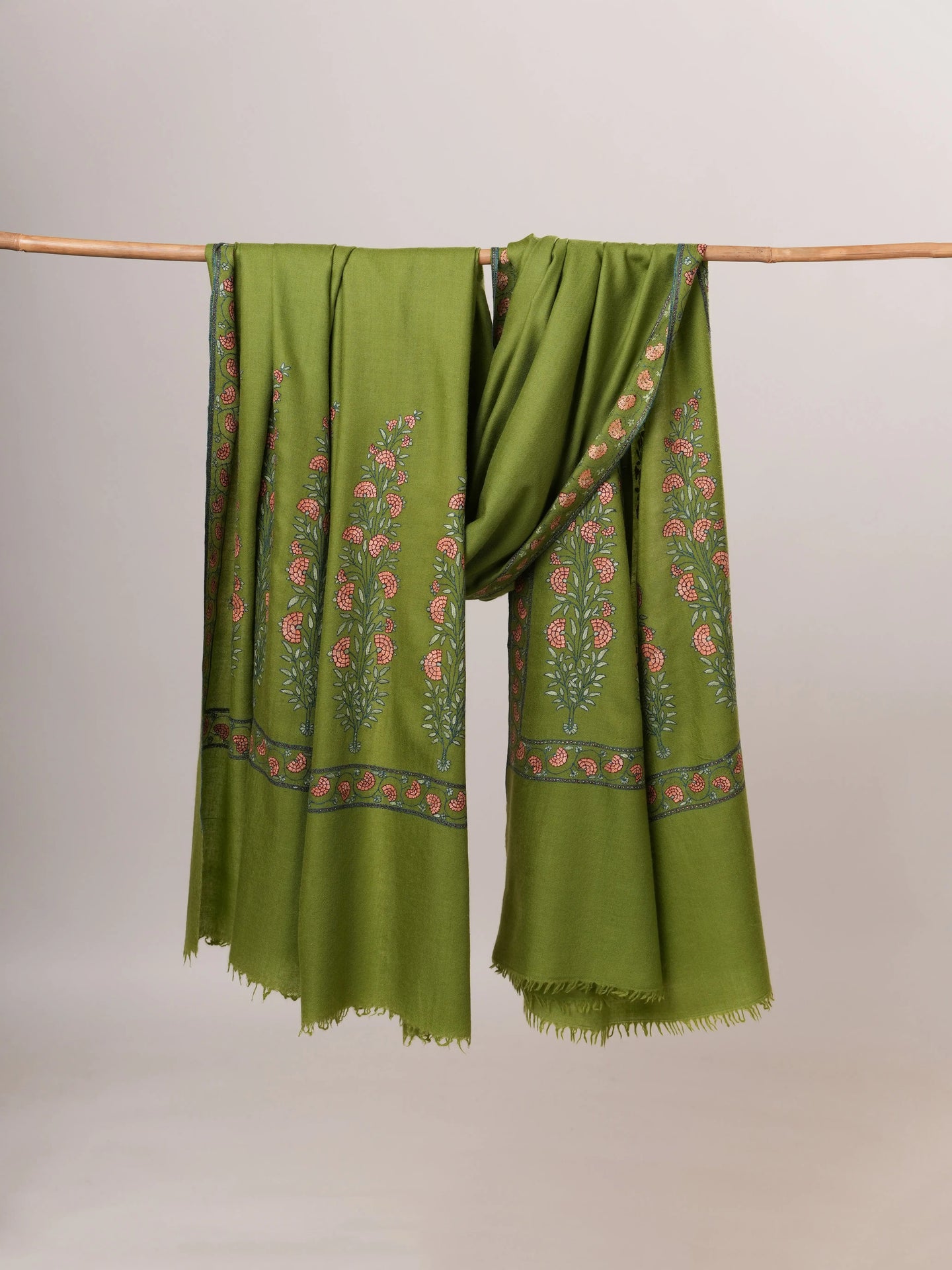 Papier Machie Palla Embroidered Floral Oversized Soft Shawl Shahkaar Global