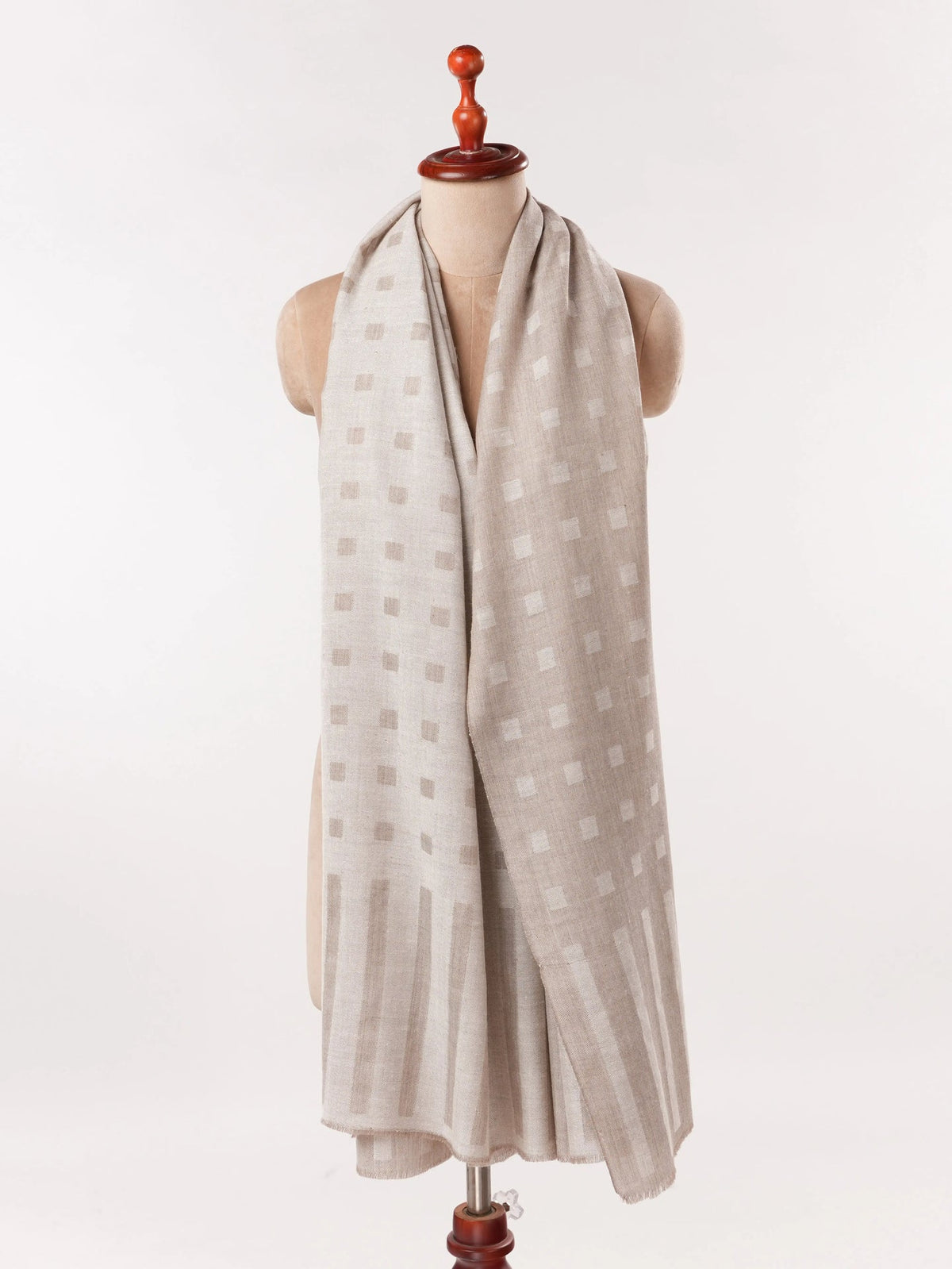 Natural Ivory and Beige Dual Tone Authentic Pashmina Shawl