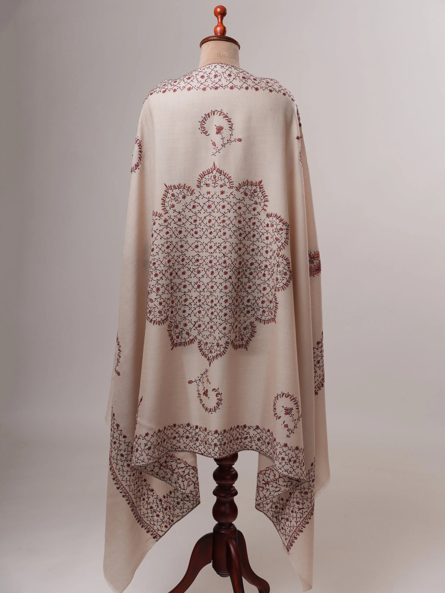 Fine Wool Shawl with Hand-Embroidered Classic Motif Shahkaar