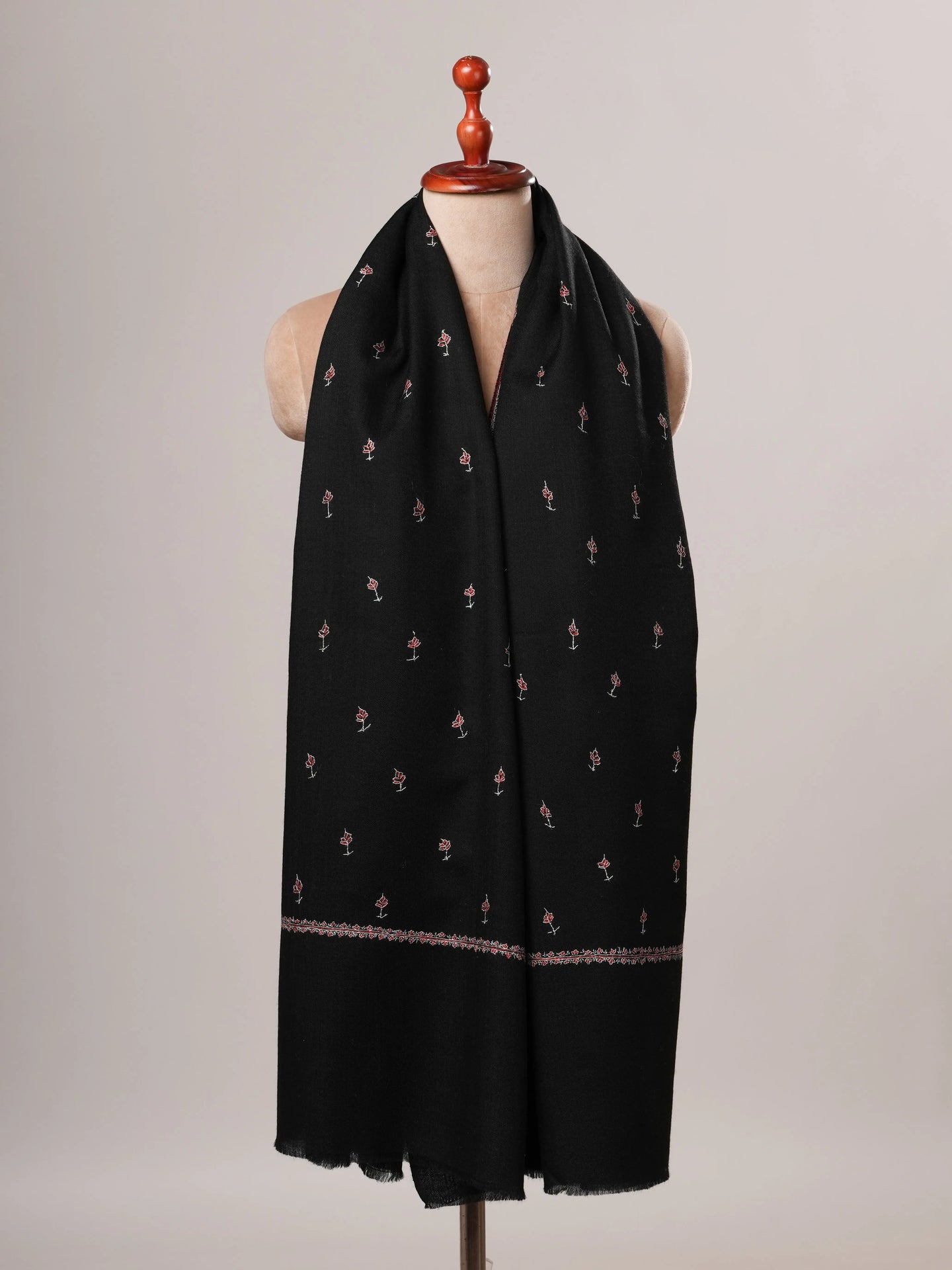 Black Machie Booti Fine Wool Kashmiri Shawl Shahkaar Global