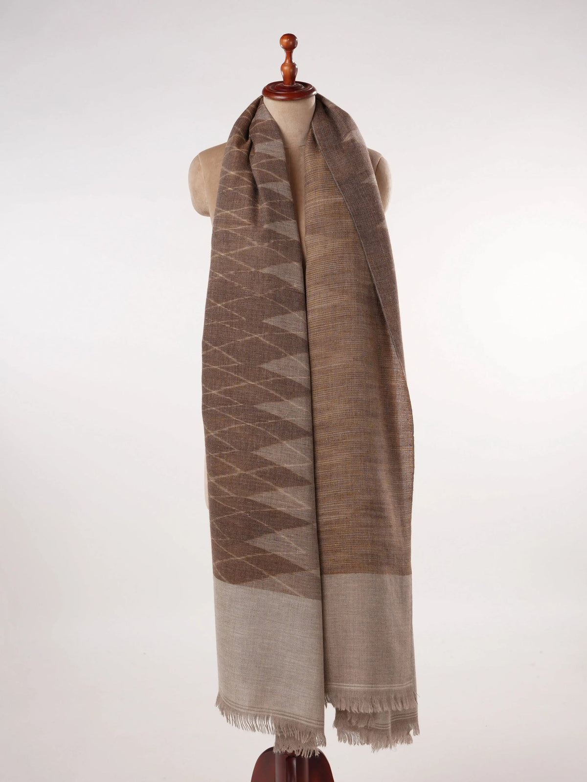Oversized Handwoven Ikat Dual Shade Soft Pashmina Shawl