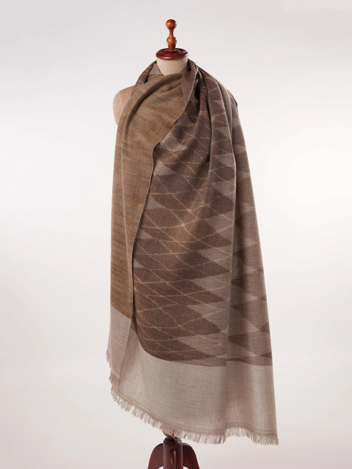 Oversized Handwoven Ikat Dual Shade Soft Pashmina Shawl