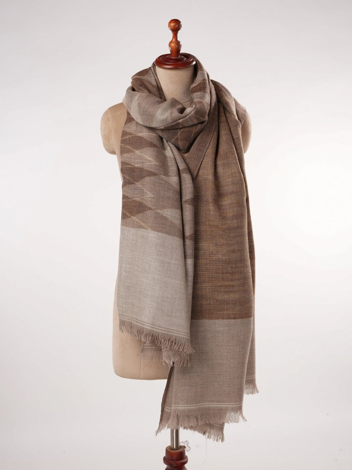 Oversized Handwoven Ikat Dual Shade Soft Pashmina Shawl