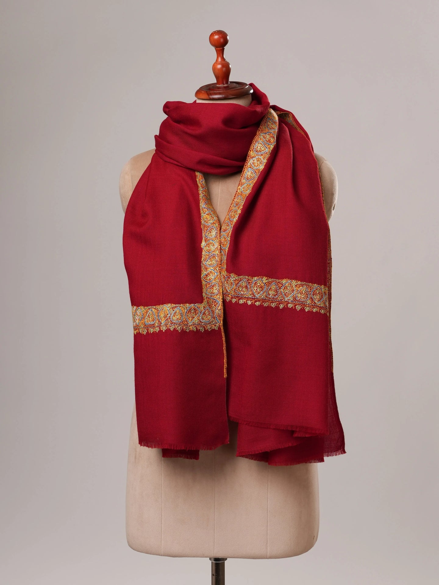 Hand Embroidered Fine Wool Warm Kashmiri Shawl Shahkaar