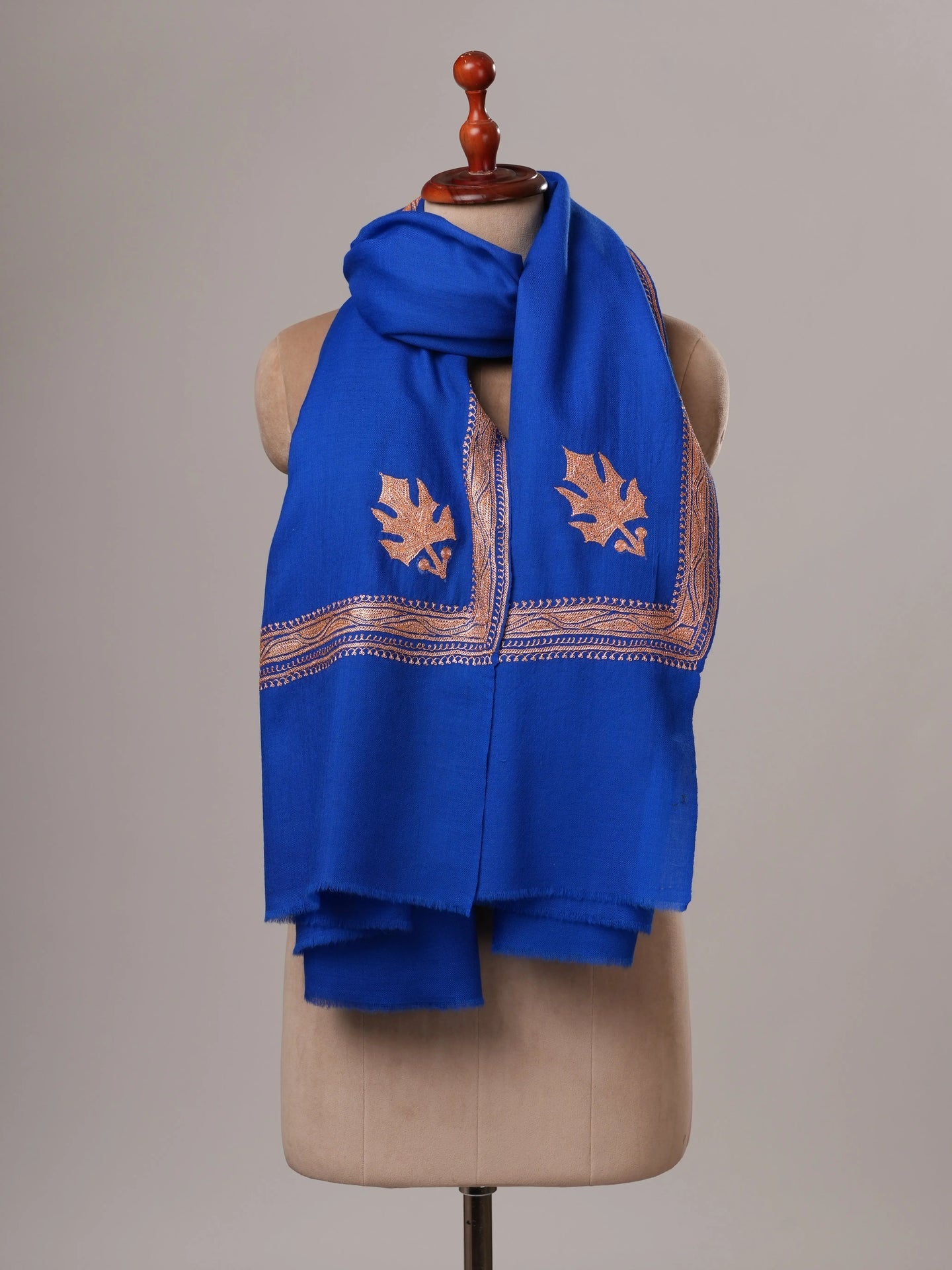 Blue Tilla Hand Embroidered Fine Wool Shawl Shahkaar