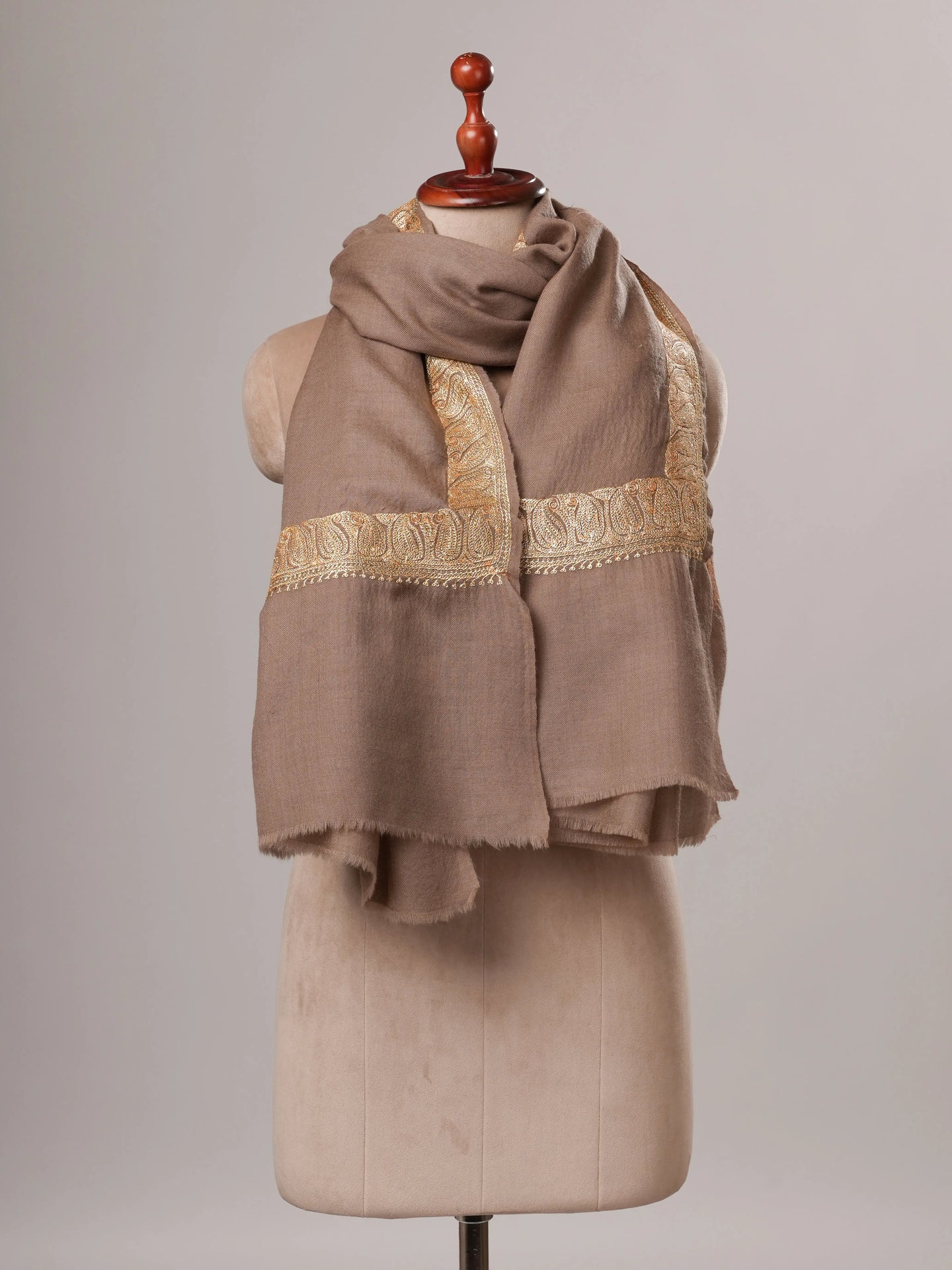 Toosh Color Fine Wool Neemdaur Gold Tilla Embroidery Shawl Shahkaar Global