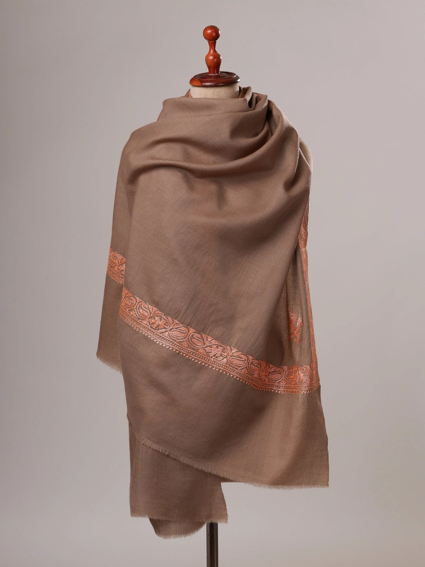 Toosh Color Hand Embroidered Neemdaur Tilla Fine Wool Shawl Shahkaar