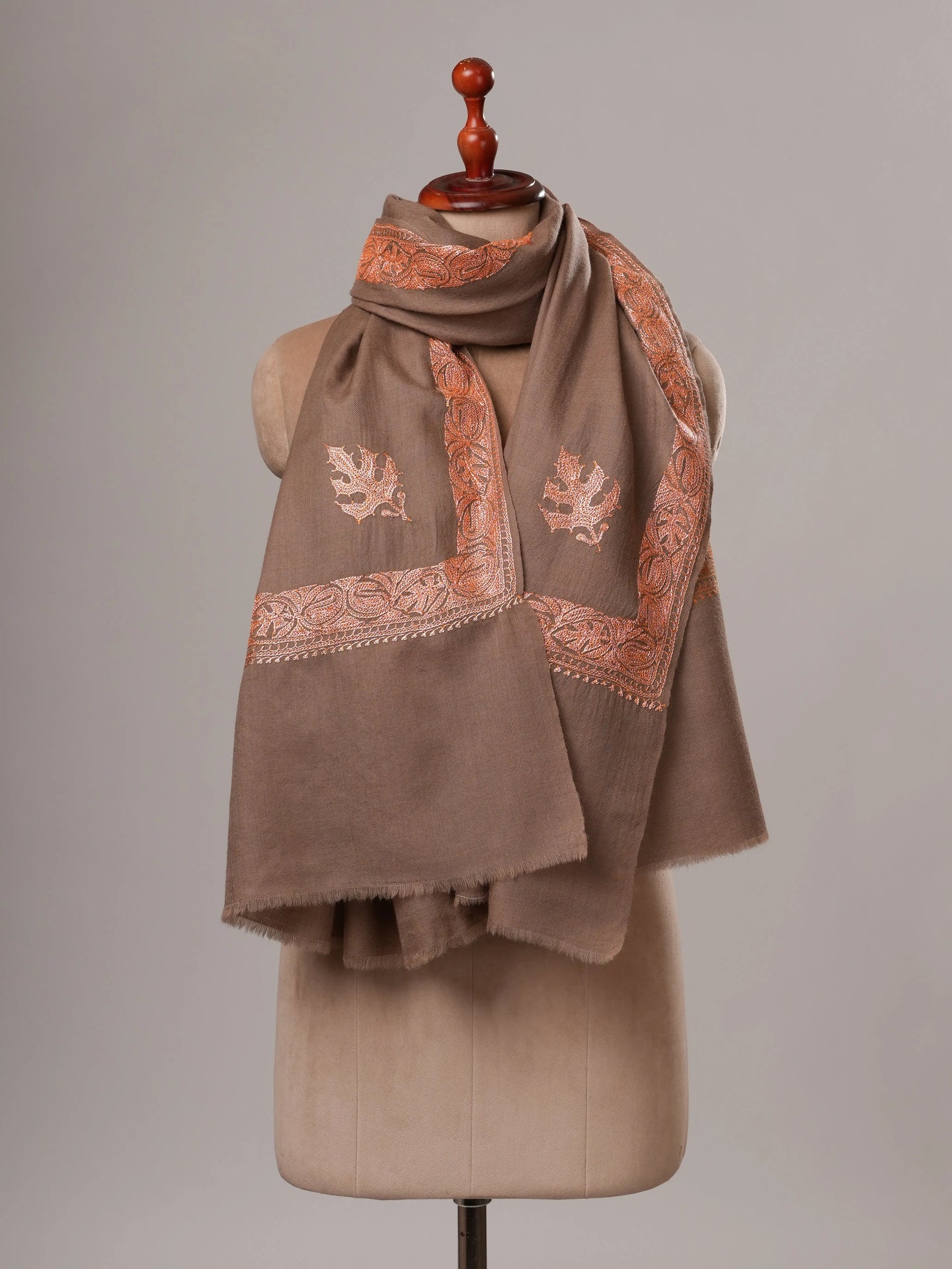 Toosh Color Tilla Neemdaur Hand Embroidered Fine Wool Kashmiri Shawl Shahkaar