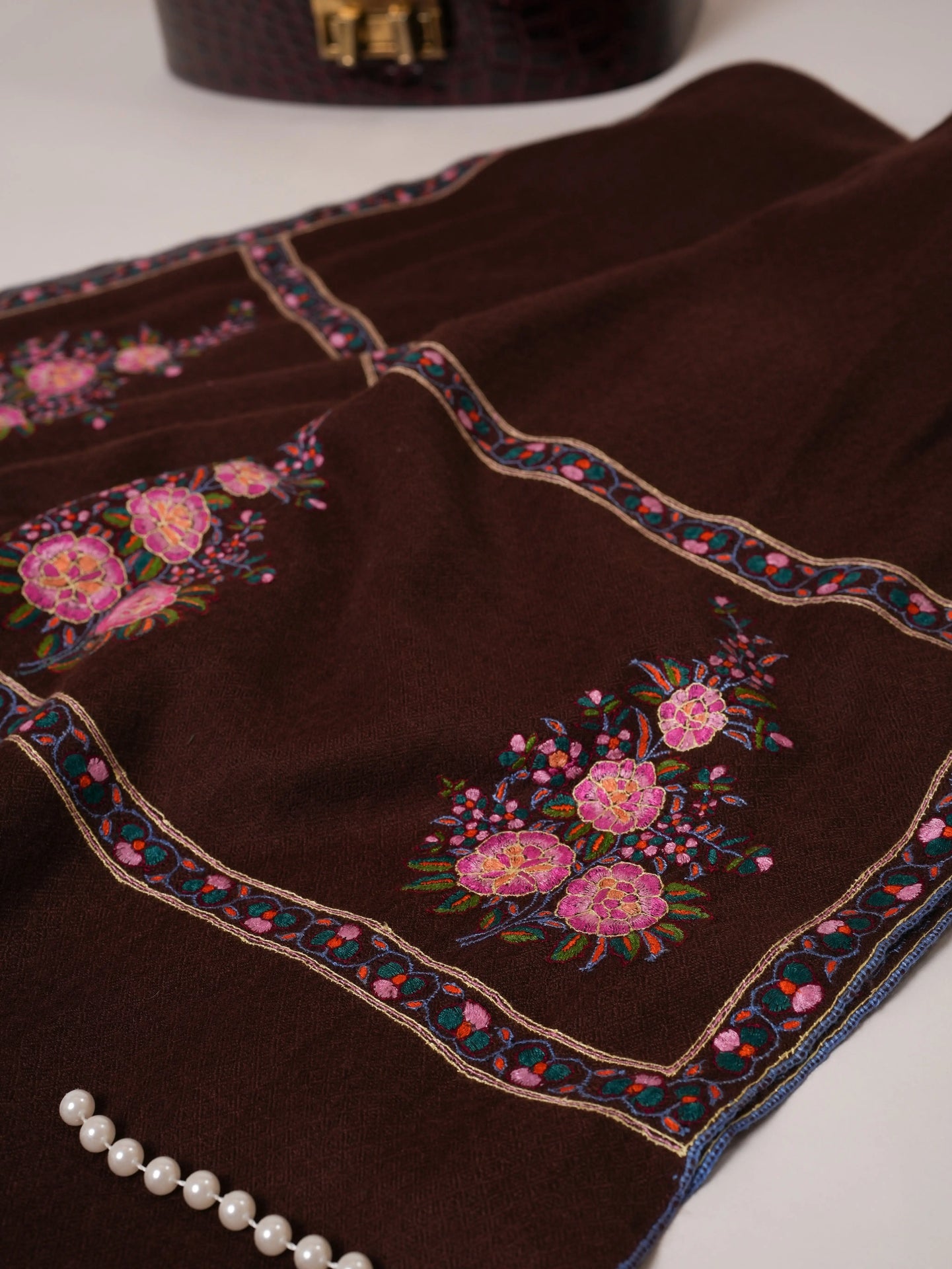 Oversized Floral Palla Hand Embroidered Pashmina Shawl Shahkaar Global