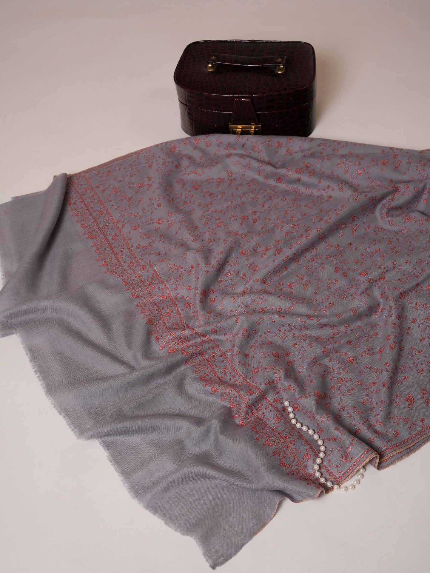 Hand Embroidered Fine Detailed Jali Soft Pashmina Shawl Shahkaar Global