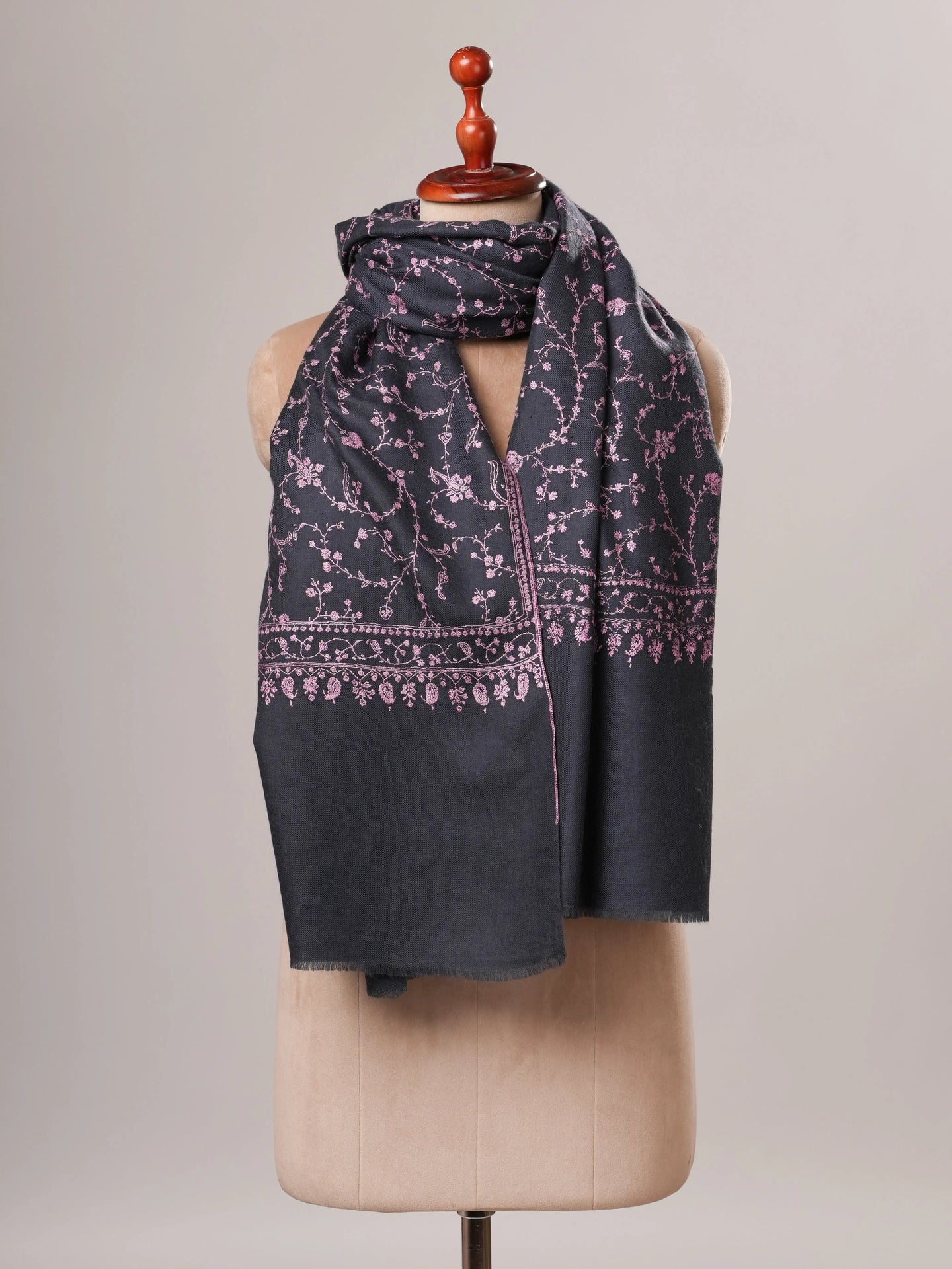 Featherlight Handwoven Pashmina Shawl with Detailed Hand Embroidery Shahkaar Global