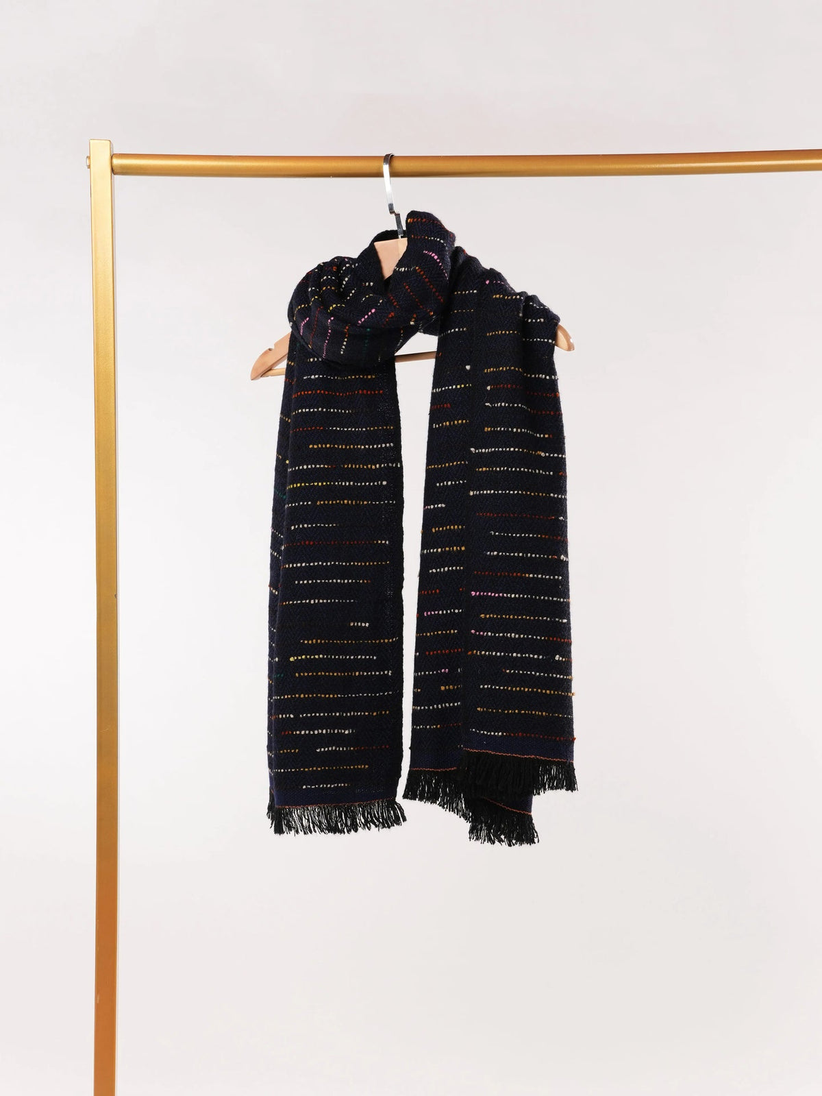 Handspun Navy Blue Thick Handwoven Authentic Cashmere Scarf
