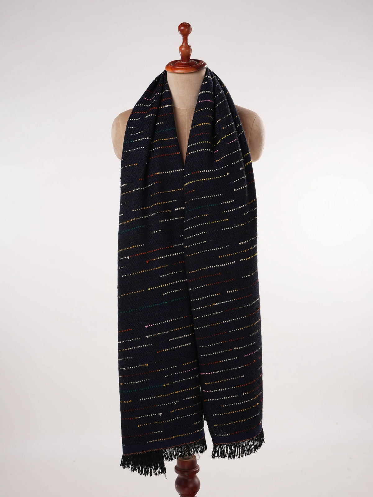 Handspun Navy Blue Thick Handwoven Authentic Cashmere Scarf