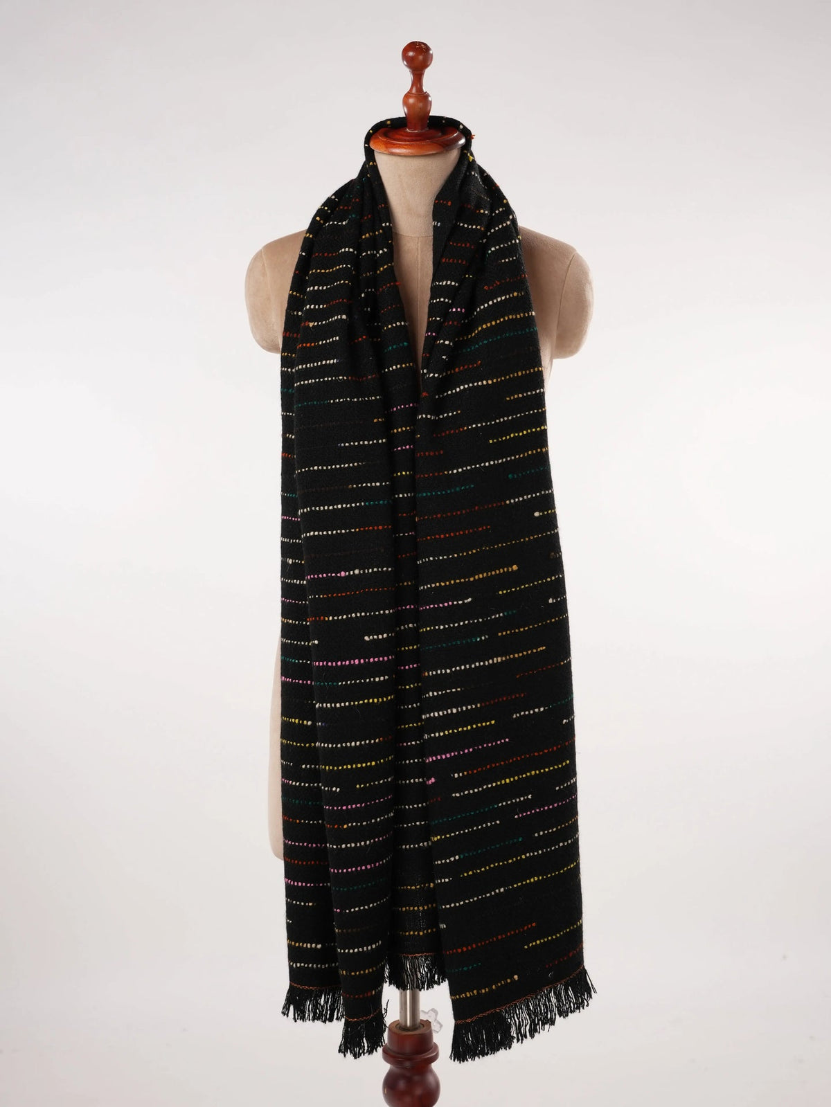 Black Handwoven Thick Genuine Cashmere Scarf