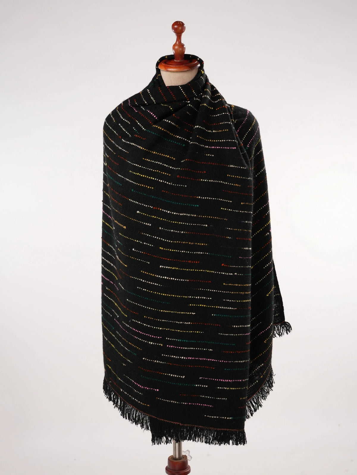 Black Handwoven Thick Genuine Cashmere Scarf