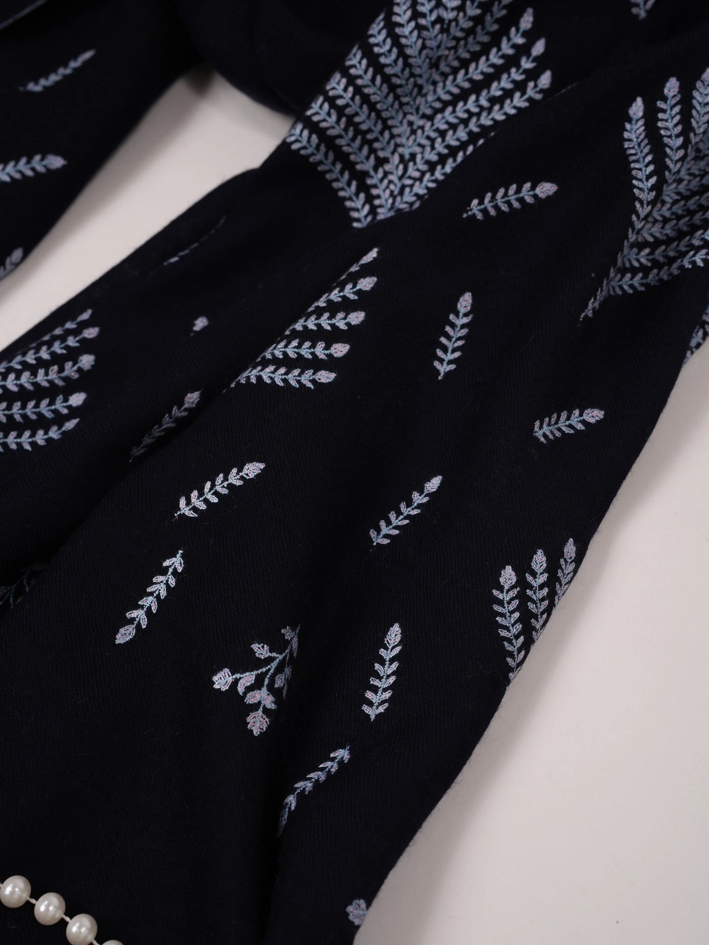 Hand Embroidered Dark Blue Kashmiri Handwoven Pashmina Shawl Shahkaar.com