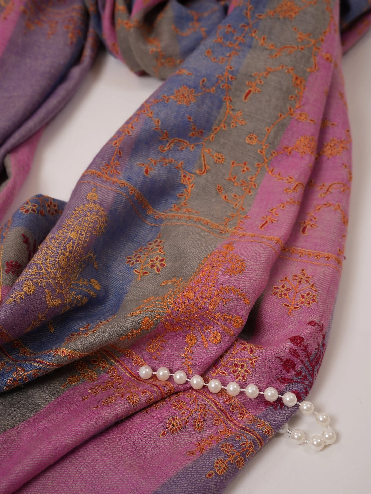 Khatrass Pure Pashmina Shawl with Detailed Jali Hand Embroidery Shahkaar.com