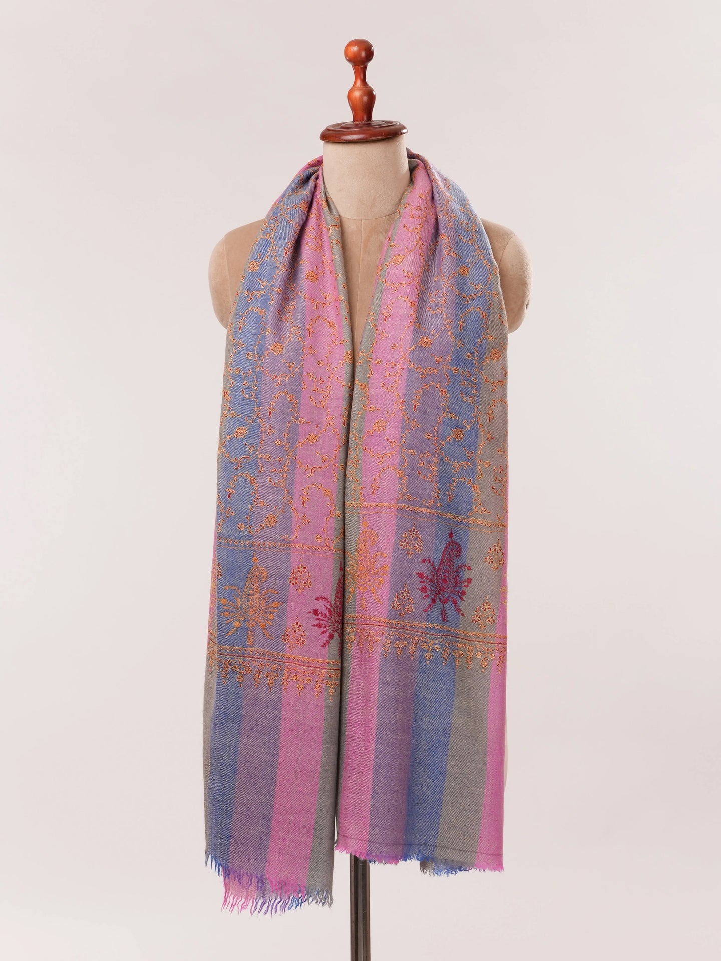 Khatrass Pure Pashmina Shawl with Detailed Jali Hand Embroidery Shahkaar.com