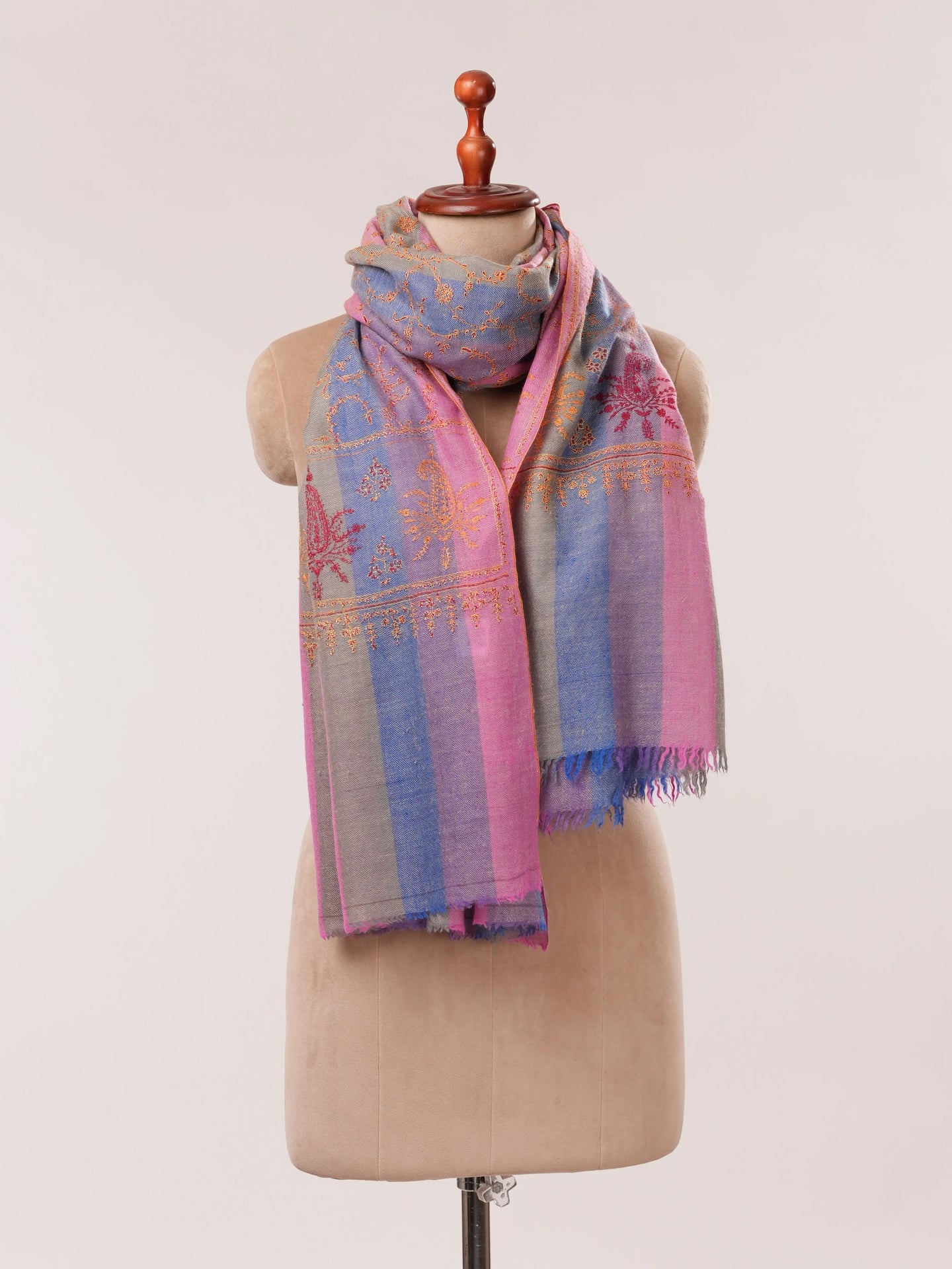 Khatrass Pure Pashmina Shawl with Detailed Jali Hand Embroidery Shahkaar.com