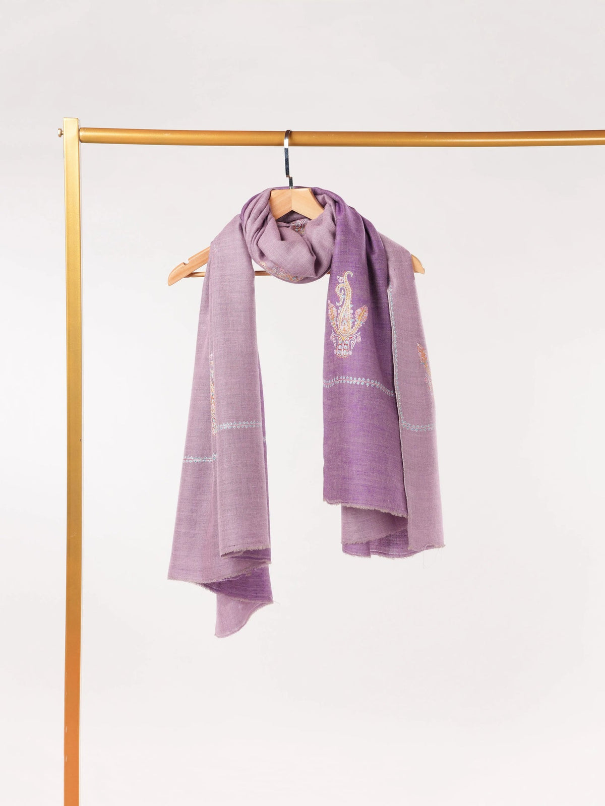 Purple Lavender Dual Tone Authentic Pashmina Shawl with Buteh Embroidery
