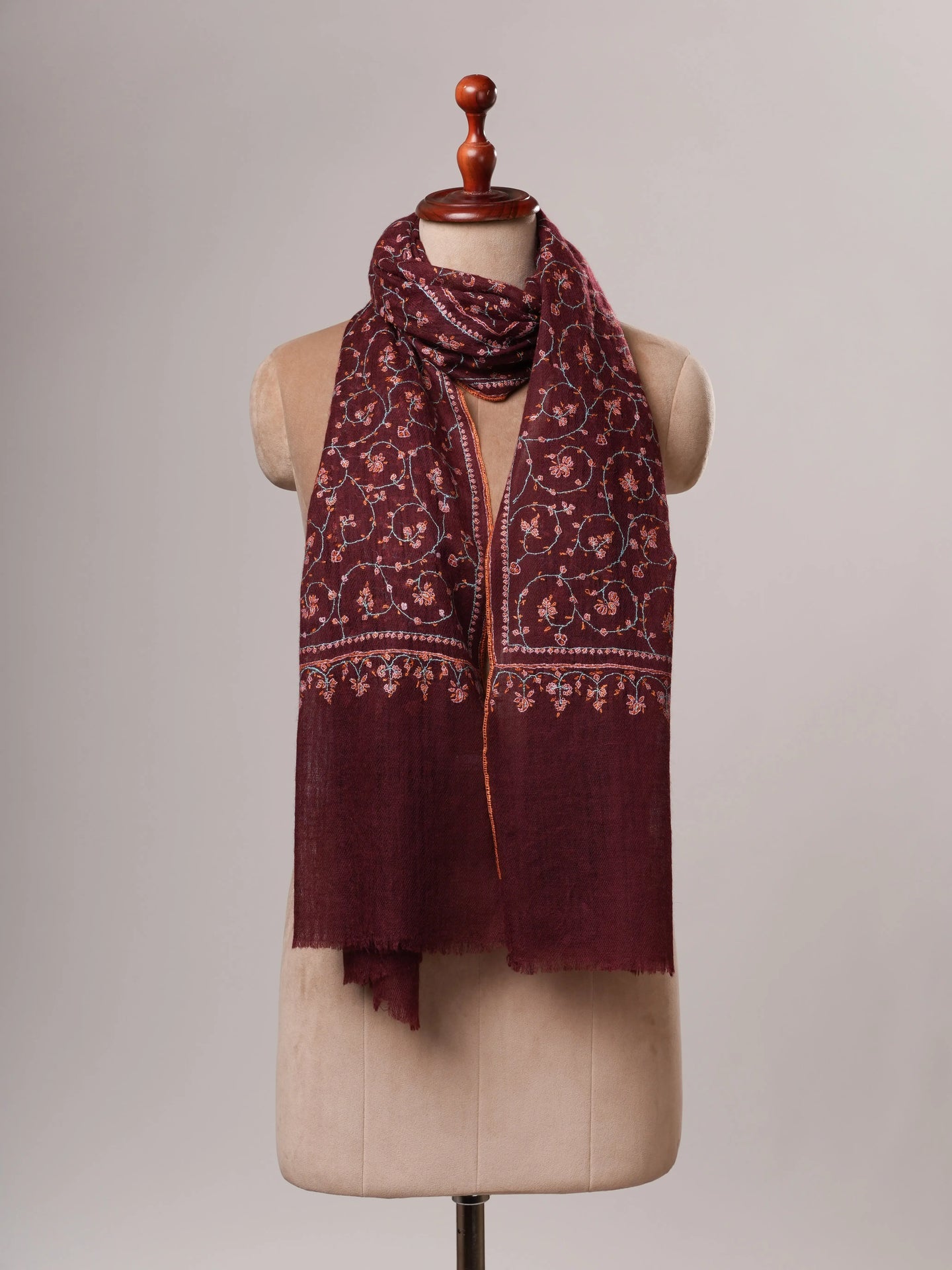 Featherlight Baby Soft Handwoven Cashmere Scarf with Hand Embroidery Shahkaar