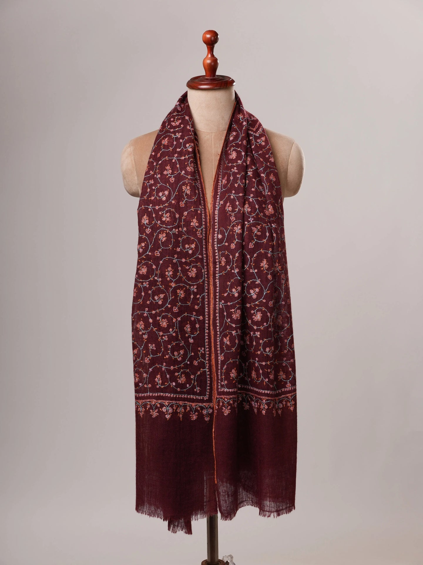 Featherlight Baby Soft Handwoven Cashmere Scarf with Hand Embroidery Shahkaar