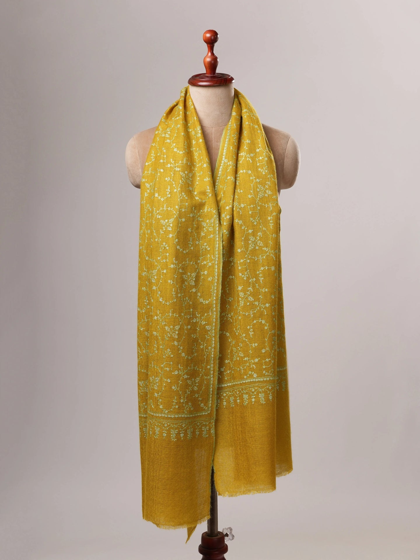 Featherlight Baby Soft Handwoven Cashmere Scarf with Hand Embroidery Shahkaar