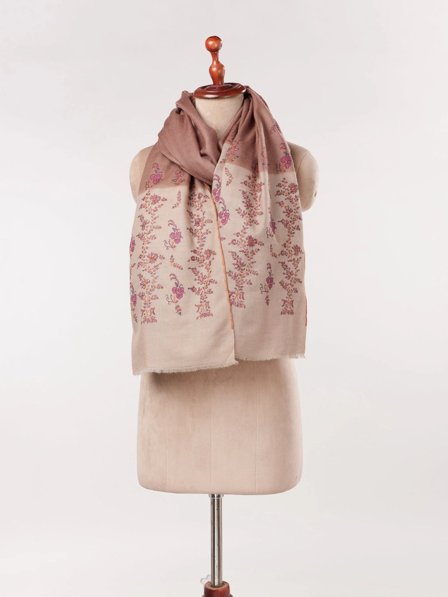 Palldar Kashmiri Handwoven Pashmina Shawl with Hand Sozni Embroidery Shahkaar.com
