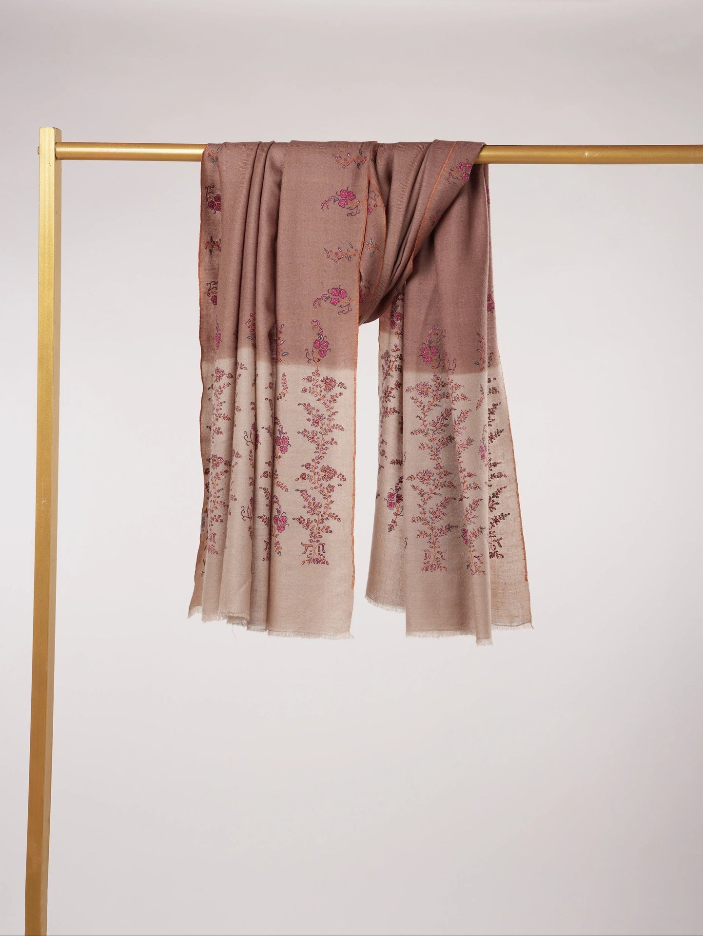 Palldar Kashmiri Handwoven Pashmina Shawl with Hand Sozni Embroidery Shahkaar.com