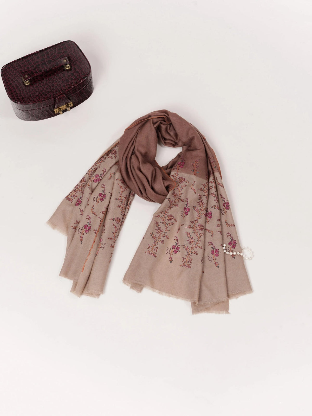 Palldar Kashmiri Handwoven Pashmina Shawl with Hand Sozni Embroidery Shahkaar.com