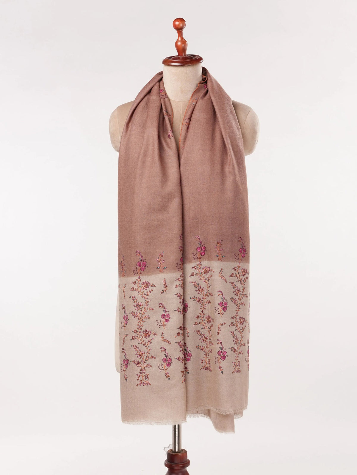 Palldar Kashmiri Handwoven Pashmina Shawl with Hand Sozni Embroidery Shahkaar.com