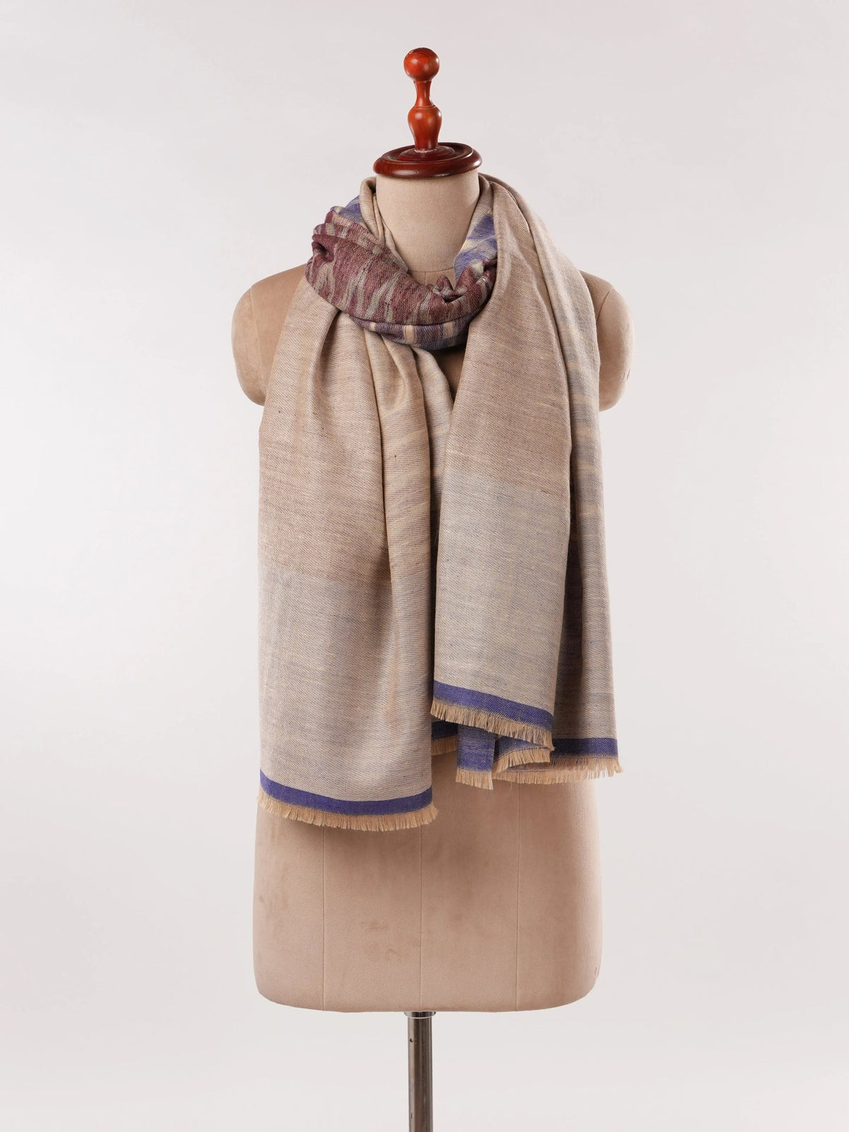 Ikat Woven Dual Shade Handwoven Authentic Pashmina Shawl