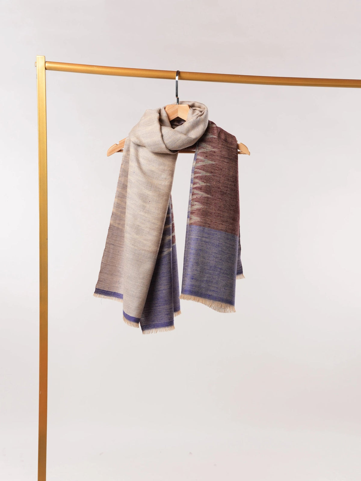 Ikat Woven Dual Shade Handwoven Authentic Pashmina Shawl