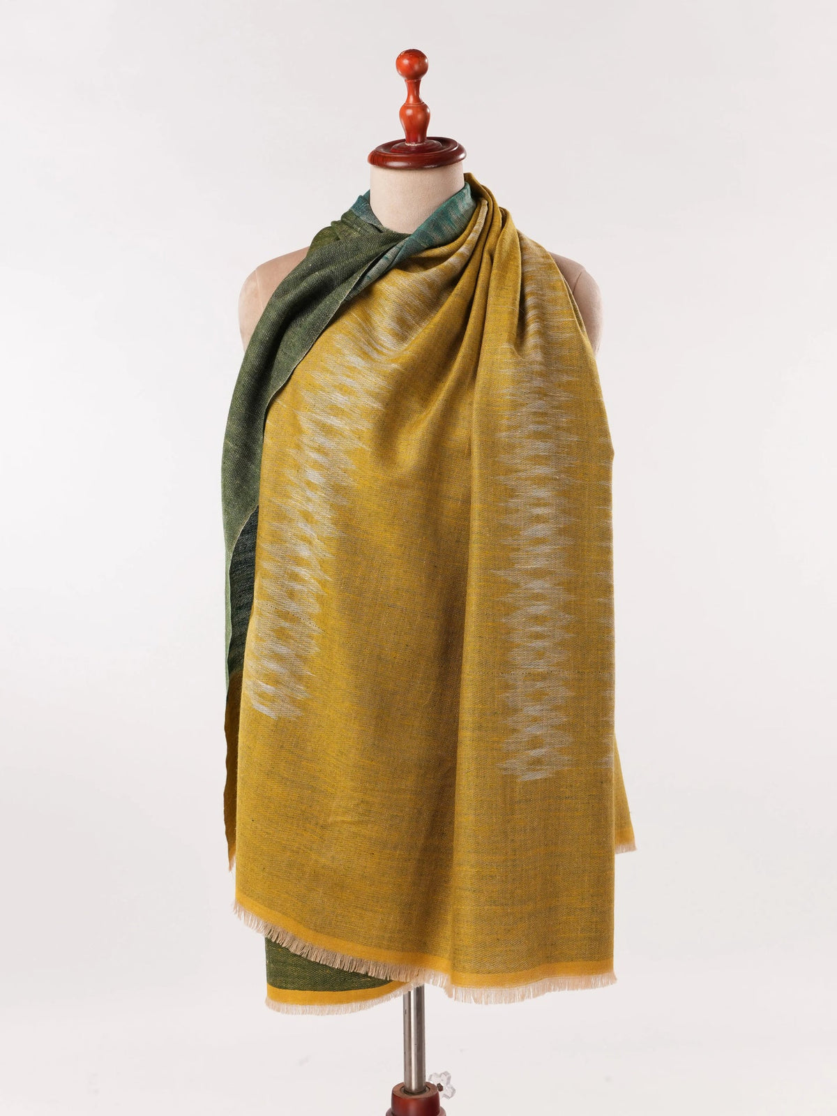 Dual Shade Classic Handwoven Pashmina Shawl with Ikat Weave