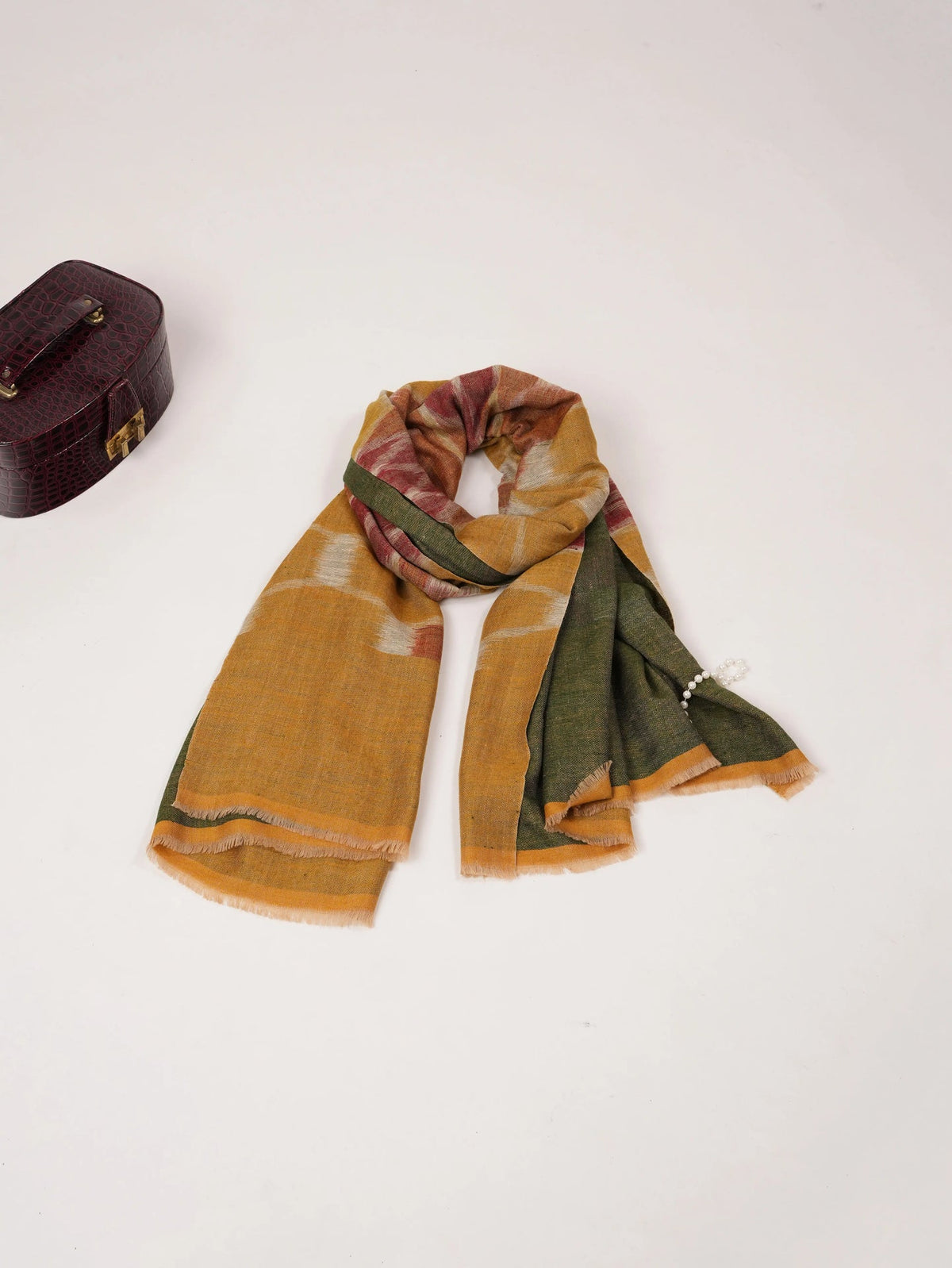 Ikat Dual Shade Handwoven Pure Pashmina Shawl