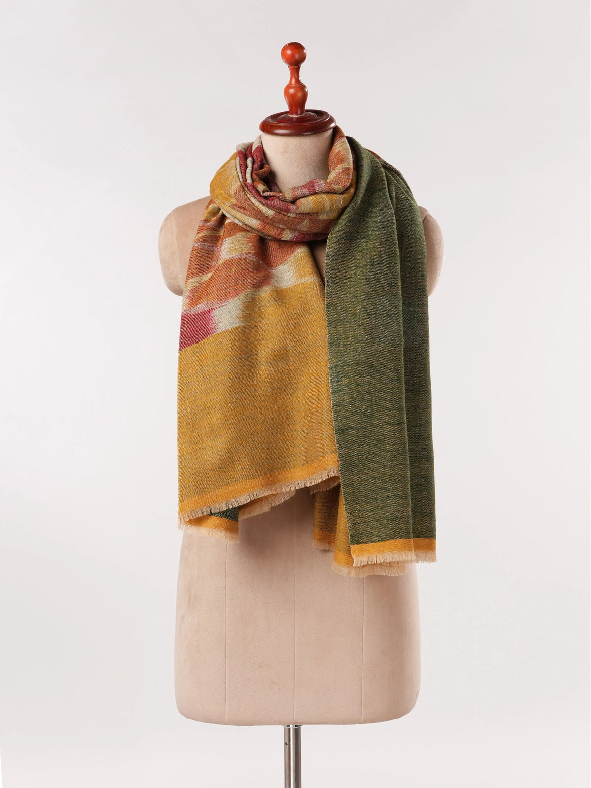Ikat Dual Shade Handwoven Pure Pashmina Shawl