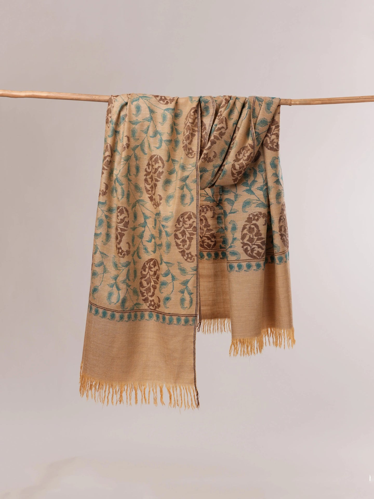 Camel Color Handwoven Kani Kashmiri Pashmina Shawl Shahkaar.com