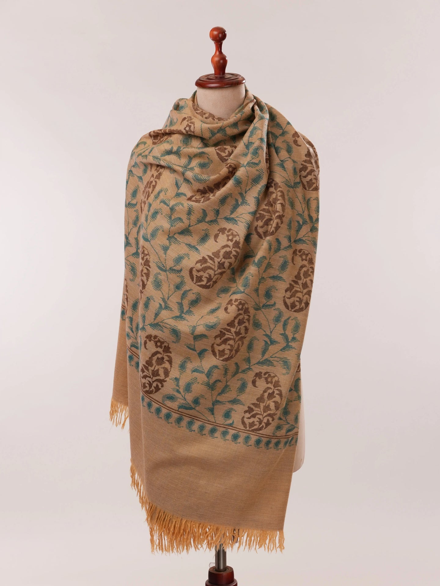 Camel Color Handwoven Kani Kashmiri Pashmina Shawl Shahkaar.com