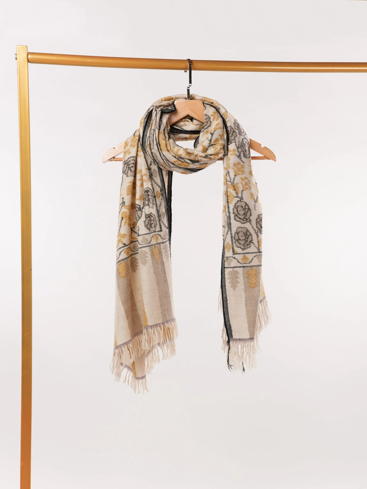 Handwoven Tan Kani Kashmiri Authentic Pashmina Shawl Shahkaar.com